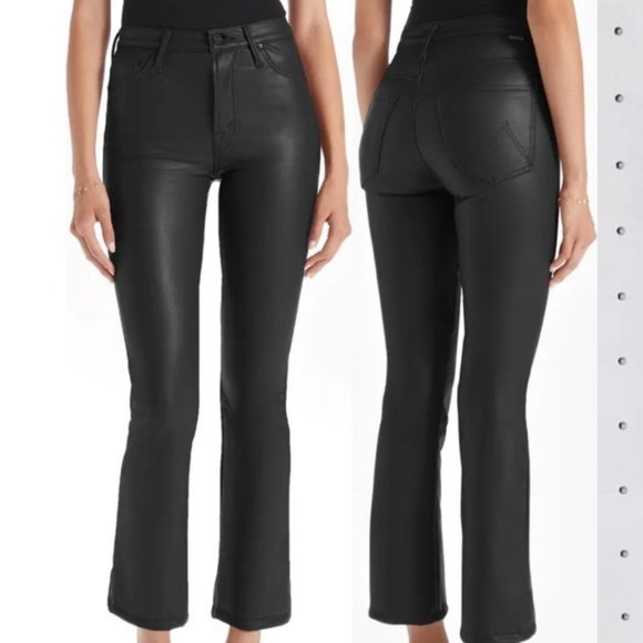 MOTHER THE INSIDER CROP FAUX LEATHER JEANS 26 *